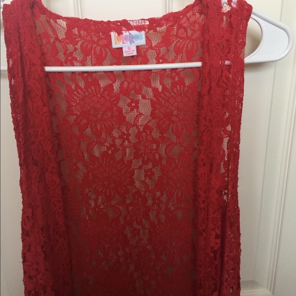 Floral Lace Red Lularoe Joy Tunic Vest - Picture 1 of 2